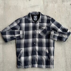 METAL MULISHA Plaid Sherpa Lined Flannel Shirt Jacket Men's Size XL